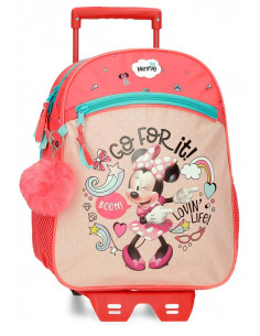 MOCHILA ADAP. 33CM. C/CARRO. MINNIE LOVIN LIFE.